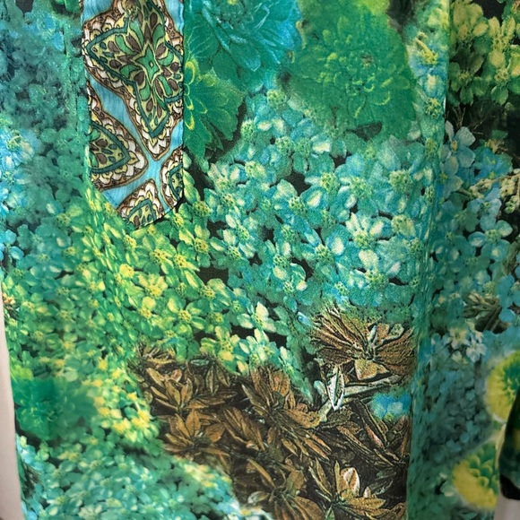 Figueroa & Flower green floral and plant patterned flowy sheer blouse size M - Picture 11 of 13